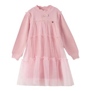 PawinPaw卡通小熊童装秋冬女童毛织网纱气质儿童连衣裙