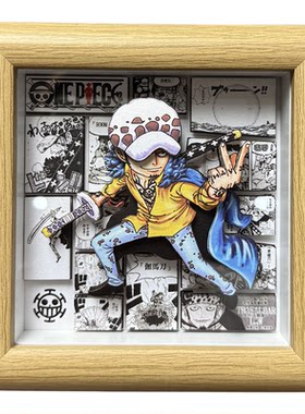 海贼王特拉法加罗红心海贼团纸艺立体画装饰画精致手工礼物摆台