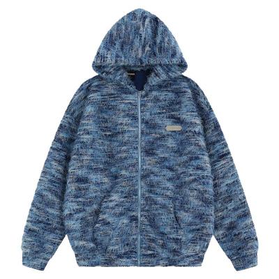 小尼力拉链连帽针织衫