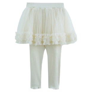 砚台家童装女童假两件纱裙打底裤春季新款儿童长裤女宝宝杏色裙裤