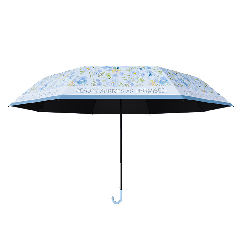 碎花大号防晒晴雨两用弯钩伞