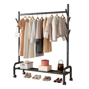 床边简易挂衣架落地卧室内家用衣帽架可移动客厅阳台晒晾衣服架子