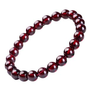纯天然石榴石手串女款一圈散珠真原石珠子收藏级水晶串珠酒红手链
