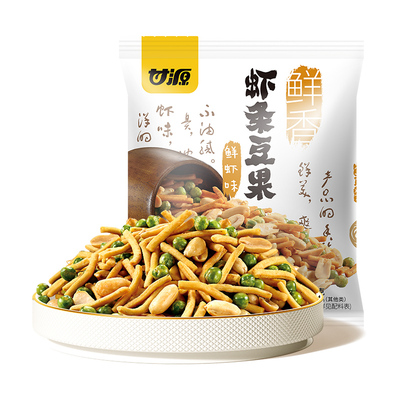 甘源虾条豆果鲜虾味烤肉味小零食
