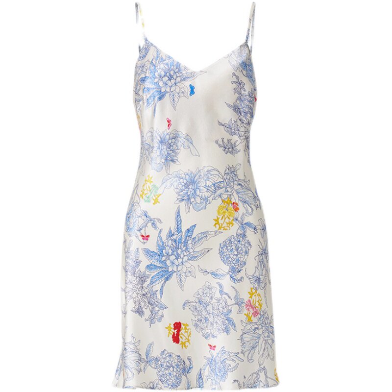 印花桑蚕丝家居服吊带睡裙新品