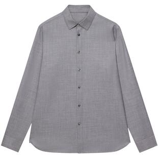 ERDOS 男装羊绒衬衫秋冬斜纹图案拉绒长袖上衣商务休闲