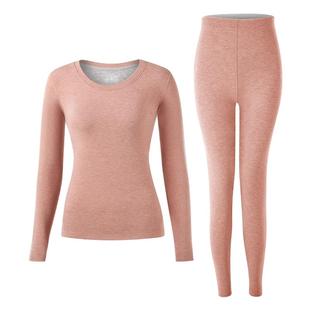 蚕丝羊绒保暖内衣女士秋冬季加绒加厚德绒自发热打底秋衣秋裤套装