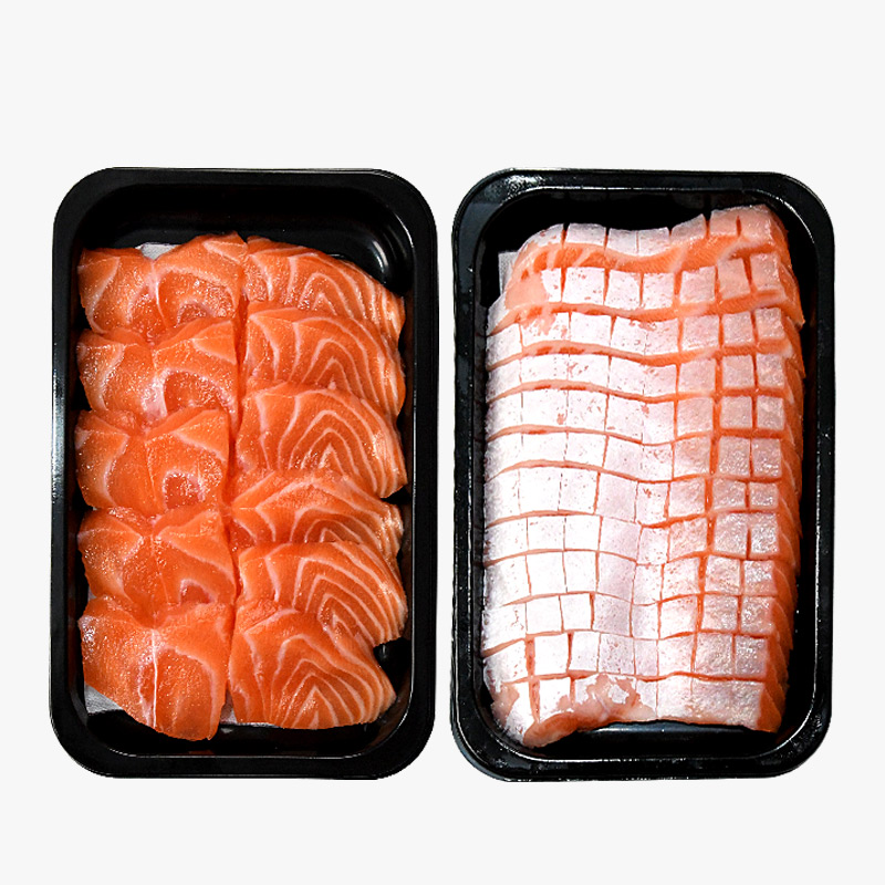 現(xiàn)切冰鮮挪威三文魚刺身魚腩拼盤中腹蛇腹 生魚片 法羅大西洋鮭魚