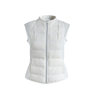 运动马甲女秋冬白色款立领保暖修身羽绒背心户外跑步网球瑜伽健身