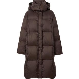 红袖outlets2024冬季新款女装落肩双拉链立领连帽羽绒服hopeshow