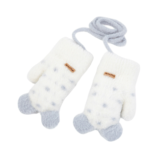 婴儿手套冬季女宝宝挂脖连指手套小月龄包指冬天可爱加绒加厚儿童