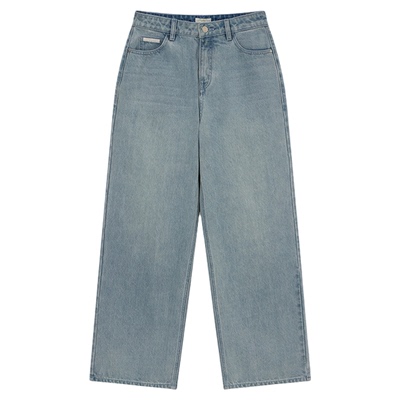 韩系直筒百搭牛仔裤拖地长裤