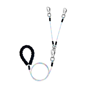 反光狗狗牵引绳一拖二双头狗绳p绳p链防爆冲防缠绕狗链外出牵狗绳