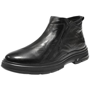 森达皮靴男2025冬季新款头层牛皮商务鞋加绒保暖休闲短靴VD004DD5