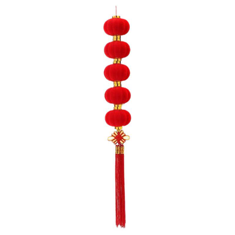 植绒小灯笼串挂饰2026新年过年结婚户外树上喜庆春节装饰防水挂件