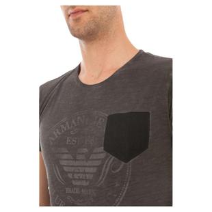 ARMANI JEANS阿玛尼男士深灰色圆领修身精品短袖T恤   A6H18NS