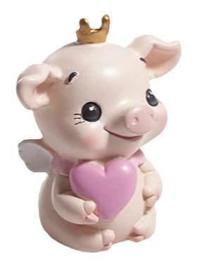 皇冠大爱心宝宝猪摆件创意车载蛋糕装饰品卡通可爱公仔送闺蜜生日