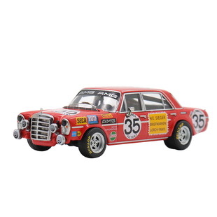 奔驰300SEL AMG 红猪涂装35号 liberty 1:64仿真合金汽车模型摆件