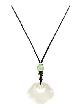 天然白玉髓心锁平安坠项链