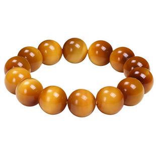 收藏级天然金虎眼石手链南非金黄色虎睛石木变石猫眼石水晶手串