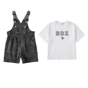 亲子女童夏装背带裤套装洋气中大童薄款2025新款儿童夏季休闲两件