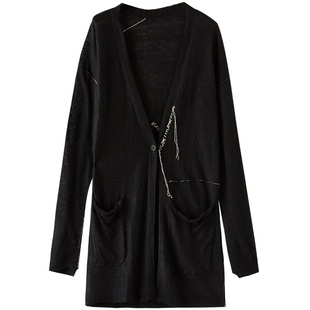 【TAK L.联名】EXCEPTION例外女装春秋手工钩编亚麻针织开衫外套