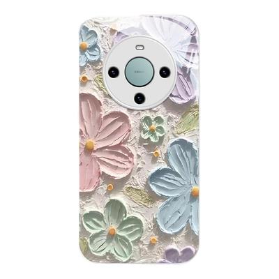 适用华为mate60pro手机壳新款mate50金属玻璃mate40pro防摔可爱女网红mate30油画彩色花mate20pro高级感全包