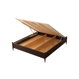 2025新款纯实木床135米8小户型家用无床头高脚储物箱体气压榻榻米