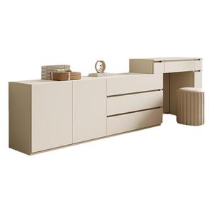 实木梳妆台斗柜一体现代简约2025新款卧室床尾柜可伸缩转角化妆桌