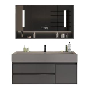 纳米岩石一体浴室柜洗脸盆柜组合洗手池卫生间洗漱台面智能镜套装