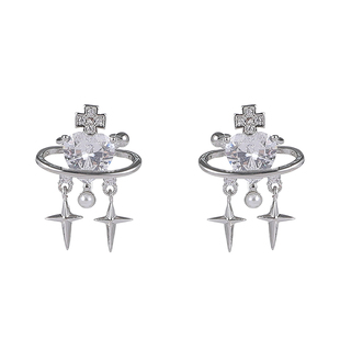 韩国气质闪钻爱心十字架耳夹甜酷小众设计感百搭耳夹轻奢个性耳饰