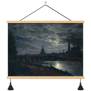 月光下的德累斯顿达尔Dahl风景画海景壁画装饰画客厅餐厅民宿挂画