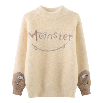 女童针织毛衣秋冬加绒加厚线衣