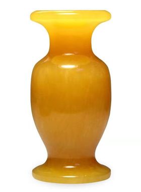 玉石花瓶摆件黄玉雕刻装饰花瓶