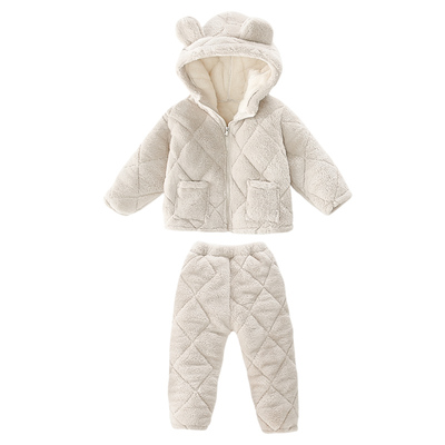 冬季儿童睡衣男童女童三层夹棉