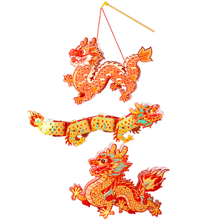 2026元宵节发光手提灯笼马年新款儿童手工diy材料包新年龙形花灯