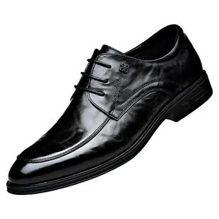 老人头皮鞋男真皮2025新款商务正装黑色英伦风头层牛皮结婚新郎鞋