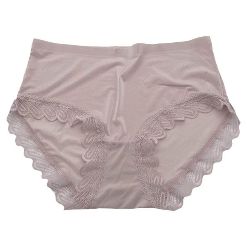 4条 冰丝面膜女士内裤纯棉裆抗菌蕾丝边无缝中腰女式可爱甜美短裤
