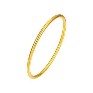 周大生黄金手镯女实心古法足金光圈素圈金镯子送女友妈妈生日礼物