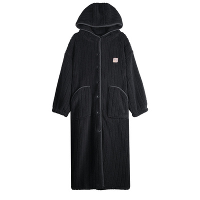 轩靓【抗静电】仿羊羔绒连帽睡袍