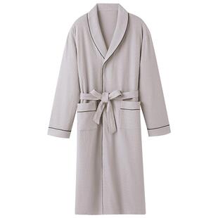 睡袍男士春秋款纯棉长袖秋季大码长款浴袍睡衣秋冬一体式浴衣晨袍