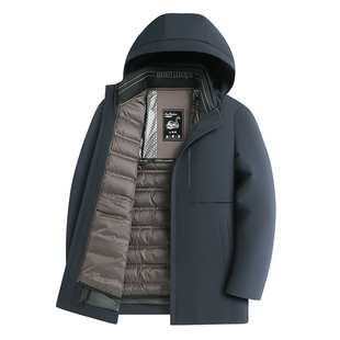 皮尔卡丹鹅绒羽绒服男2026新款中年爸爸保暖防寒服高级感外套冬装