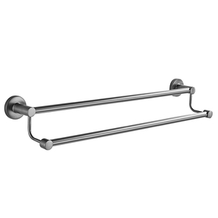 拉丝枪灰浴室双杆毛巾架免打孔不锈钢毛巾杆加长卫生间浴巾置物架