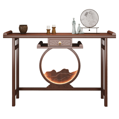 新中式玄关窄条桌入户门置物架