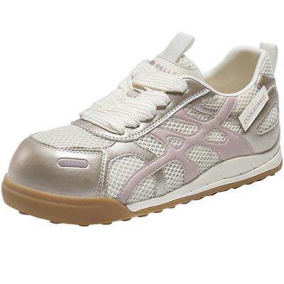 百丽薄底复古阿甘德训鞋女新款透气网面休闲运动鞋子B2766CM5