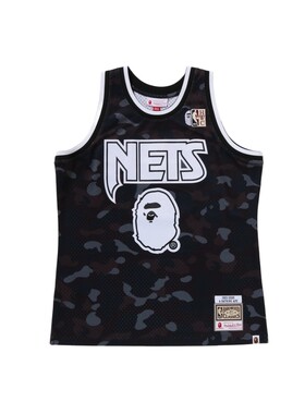 BAPE X M&N联名男装NBA布鲁克林篮网队复刻迷彩篮球背心903081P