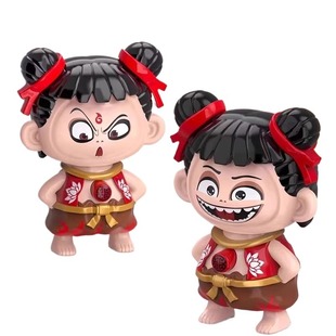 哪咤变脸按压解压表情包娃娃玩偶哪吒手办摆件钥匙扣2025新款玩具