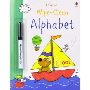 Usborne Wipe-Clean Alphabet 尤斯伯恩旗舰店 26个字母学习 可擦书附可擦笔写字 平装 2-7岁 自主学习 反复擦写 英文原版进口