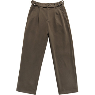 日系复古那不勒斯西裤男士直筒宽松加绒休闲裤冬季通勤西装裤子男