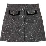 爱居兔冬季柔软挺括粗花呢时尚半身裙